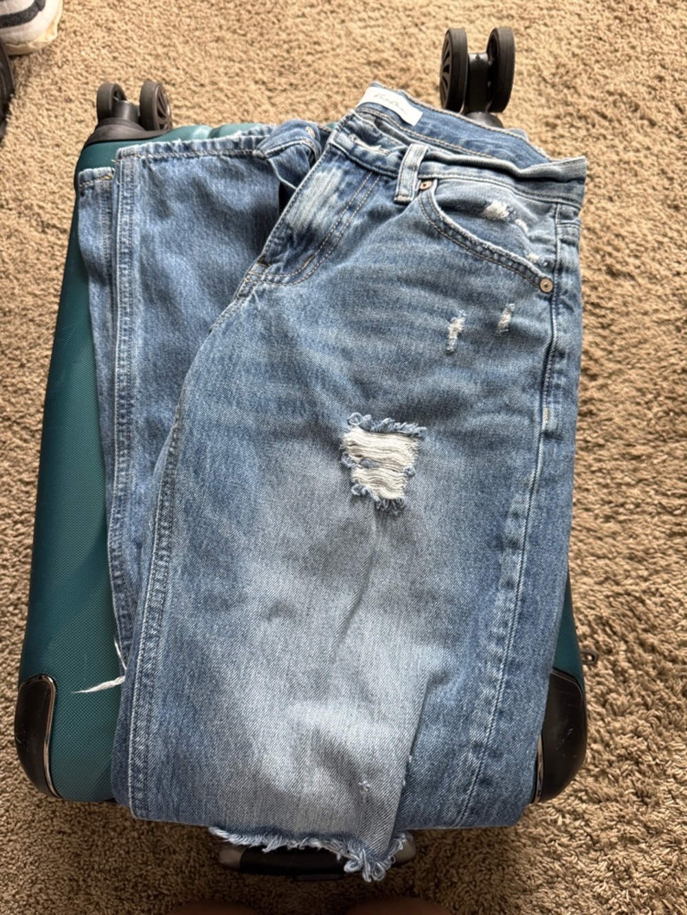 KanCan Light Blue Straight Leg Distressed Jeans